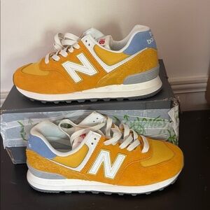 New Balance 574 Yellow Orange US 8.5